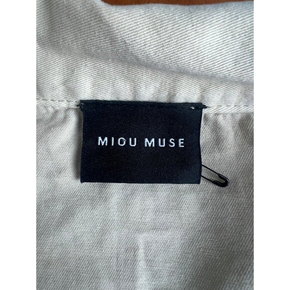 Miou Muse Utility Style Beige Cotton Romper With Button Front Pockets Medium - Picture 6 of 14